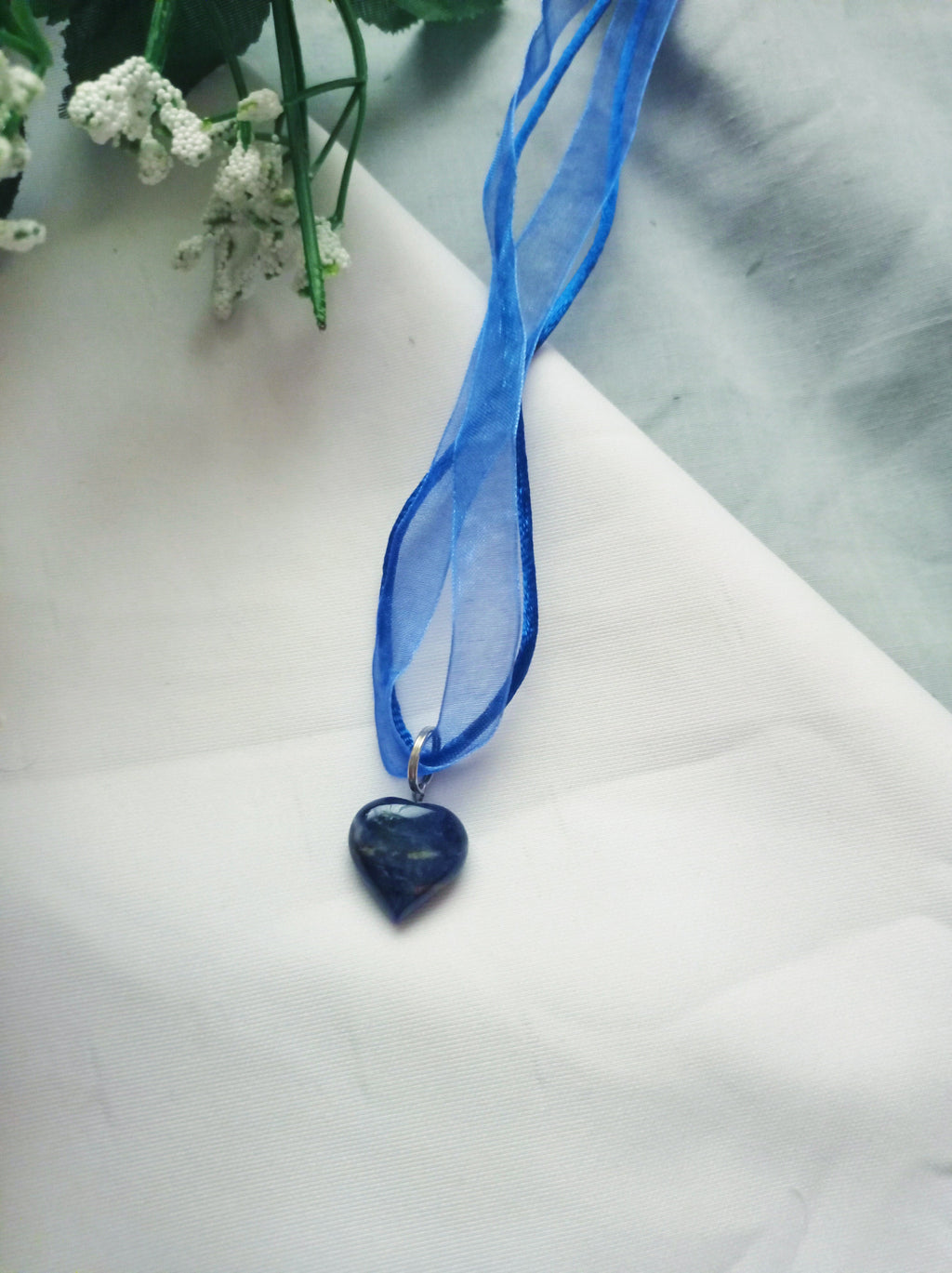 Sodalite Necklace, Blue Necklace, Heart Necklace, Sodalite Gemstone | by nlanlaVictory